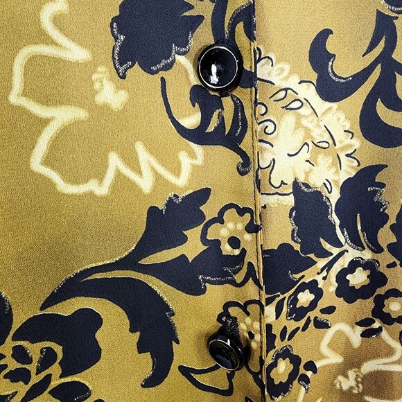 Gloria Lance Womens 2Fer Shirt 2X Brown Black Gold Floral Button Built in Cami - Picture 6 of 9